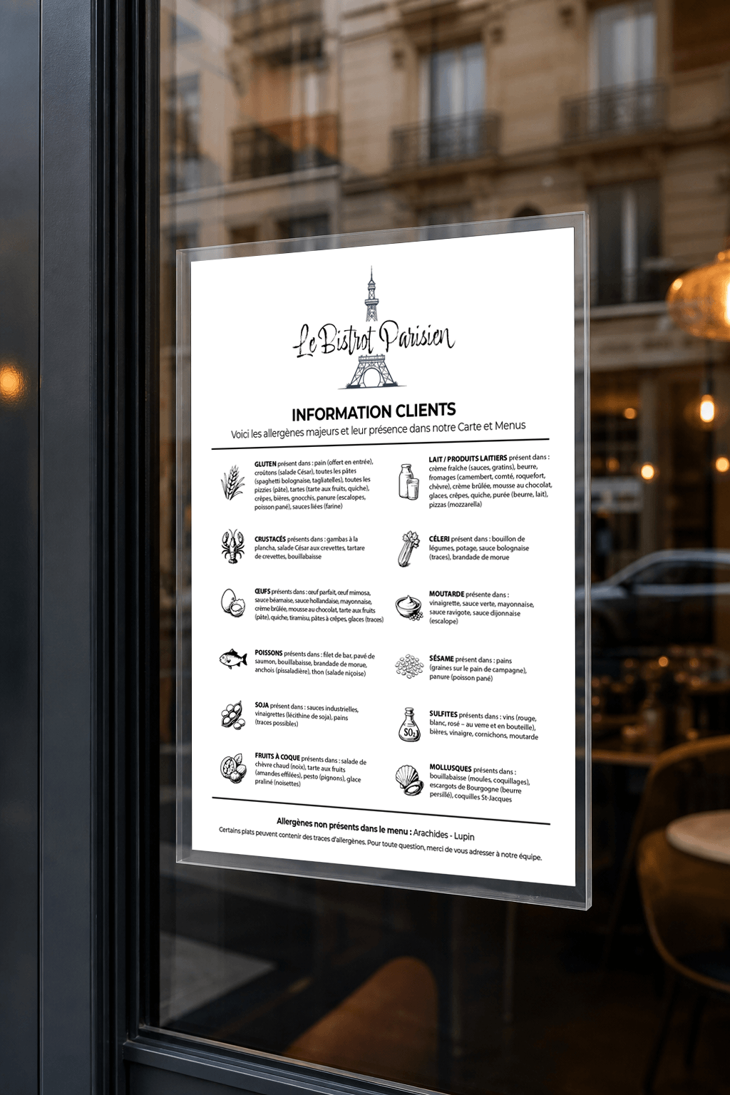 Affiche allergenes - Brasserie Chez Paul