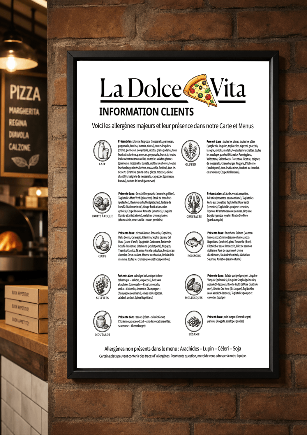 Affiche allergenes - Pizzeria Dolce Vita